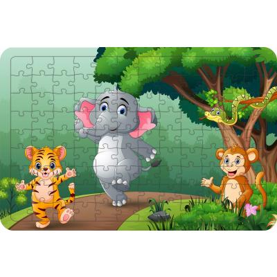 Mutlu Hayvanlar 108 Parça Ahşap Çocuk Puzzle Yapboz