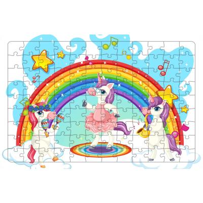 Müzisyen Unicornlar 108 Parça Ahşap Çocuk Puzzle Yapboz