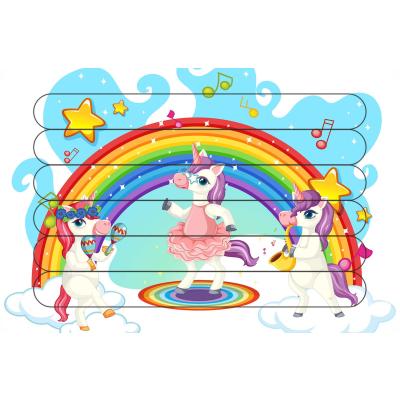 Müzisyen Unicornlar Çubuk Ahşap Çocuk Puzzle Yapboz