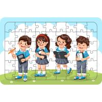 Okula Gidiyoruz 54 Parça Ahşap Çocuk Puzzle Yapboz