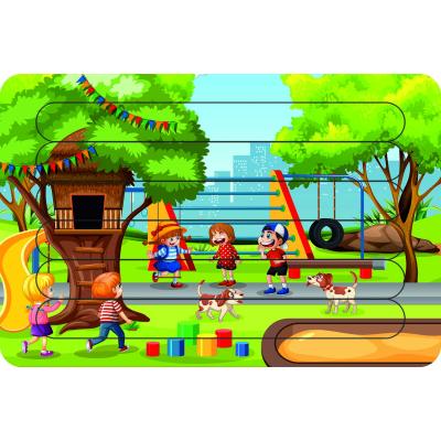 Parkta Ki Çocuklar Çubuk Ahşap Çocuk Puzzle Yapboz 4