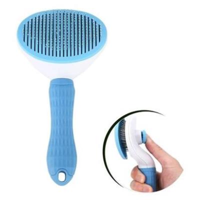 Pet Miyav® Kedi Köpek Tüy Toplayıcı Kendini Temizleyebilen Ergonomik Saplı Evcil Hayvan Tarağı Mavi