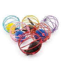 Pet Miyav® Renkli Metal Kafesli Peluş Fareli Kedi Köpek Oyuncağı Oyun Topu 6 Cm