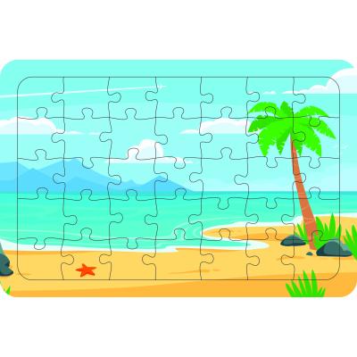 Plaj 35 Parça Ahşap Çocuk Puzzle Yapboz