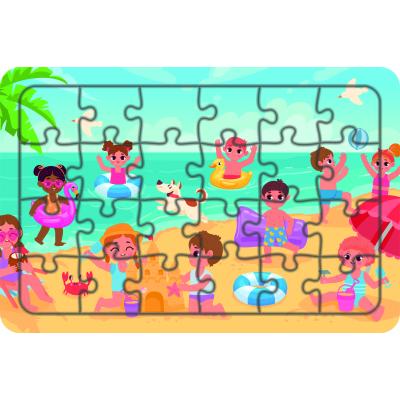 Plajdaki Çocuklar 24 Parça Ahşap Çocuk Puzzle Yapboz