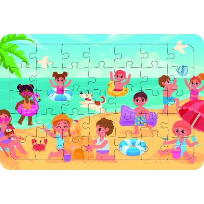 Plajdaki Çocuklar 35 Parça Ahşap Çocuk Puzzle Yapboz