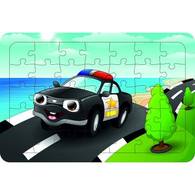 Polis Arabası 35 Parça Ahşap Çocuk Puzzle Yapboz