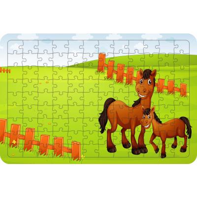 Sevimli Atlar 108 Parça Ahşap Çocuk Puzzle Yapboz