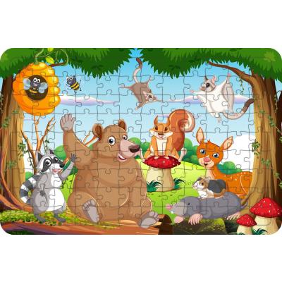 Sevimli Hayvanlar 108 Parça Ahşap Çocuk Puzzle Yapboz