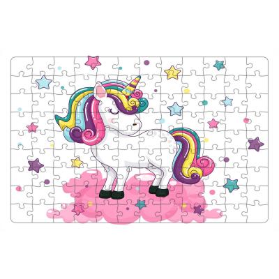 Sevimli Unicorn 108 Parça Ahşap Çocuk Puzzle Yapboz Model 1