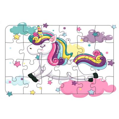 Sevimli Unicorn 24 Parça Ahşap Çocuk Puzzle Yapboz Model 3