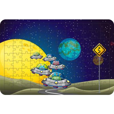 Sevimli Uzaylılar 108 Parça Ahşap Çocuk Puzzle Yapboz