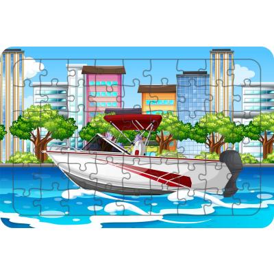 Sürat Teknesi 54 Parça Ahşap Çocuk Puzzle Yapboz Model 2