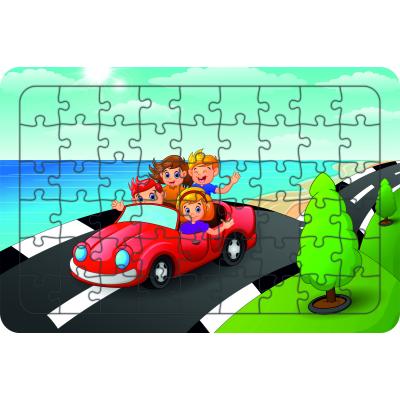 Tatile Giden Çocuklar 54 Parça Ahşap Çocuk Puzzle Yapboz
