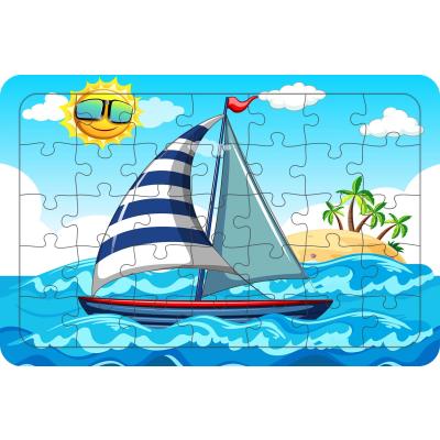 Yelkenli Tekne 35 Parça Ahşap Çocuk Puzzle Yapboz